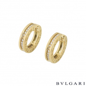 Bvlgari Yellow Gold Diamond B.Zero1 Set Hoop Earrings